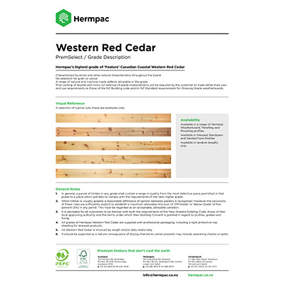 Hermpac Limited Species And Grades   Western Red Cedar Premselect T 